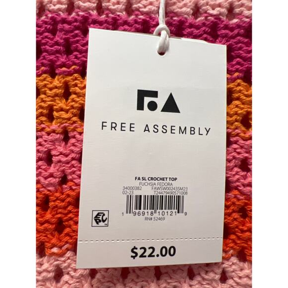 NWT Free Assembly Women Sleeveless‎ Striped Crochet Knit Sweater Top Size S Pink - Picture 5 of 6
